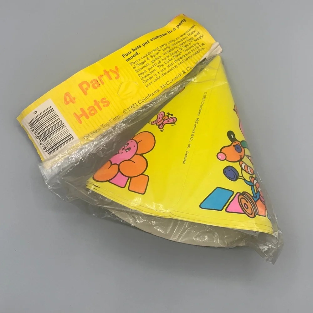 Vintage 1981 Sugar & Spice 4 Party Hats McCormick & Co. Paper Cone Hats NOS